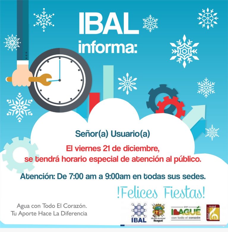 El viernes 21 de diciembre se tendrá horario especial en el IBAL