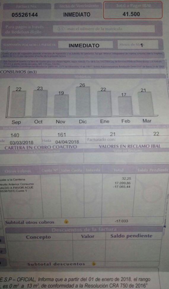 Si estas al día en la factura y te llega en la factura pago INMEDIATO no te alarmes puedes pagar hasta el 27 de abril en cualquiera de los puntos de pago incluidos los punto Gana Gana