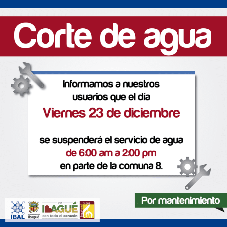 Por arreglo de tubería IBAL suspenderá el servicio en parte de la comuna 8