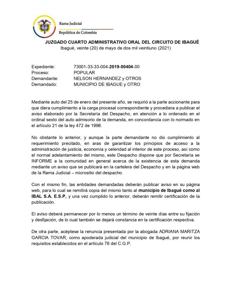 AVISO NELSON HERNÁNDEZ y OTROS