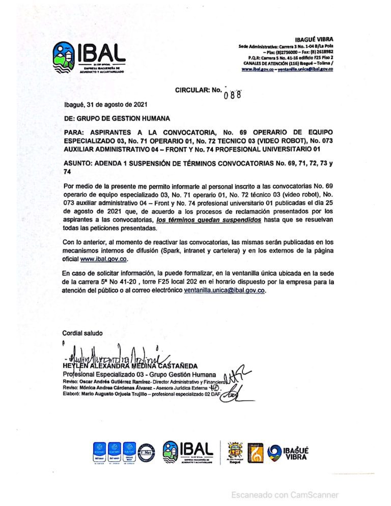 Convocatoria N. 69 de 2021